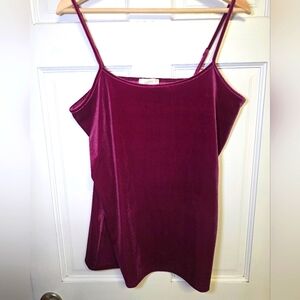 Loft Outlet Velvety Adjustable Strap Camisole Tank- Size XL Maroon/Burgundy